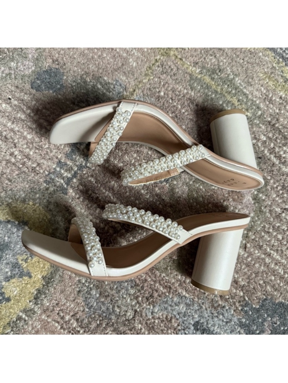 a new day Pearl-Strap White Block Heel Sandals - Picture 3 of 5